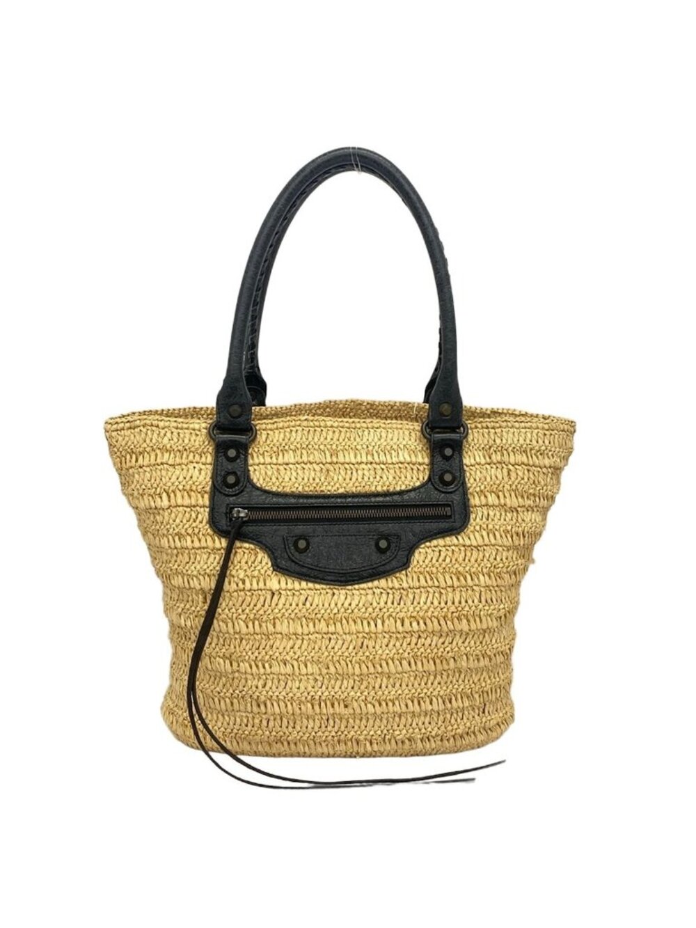 Balenciaga Tote Bag Le City Beige Black Basket Leather
